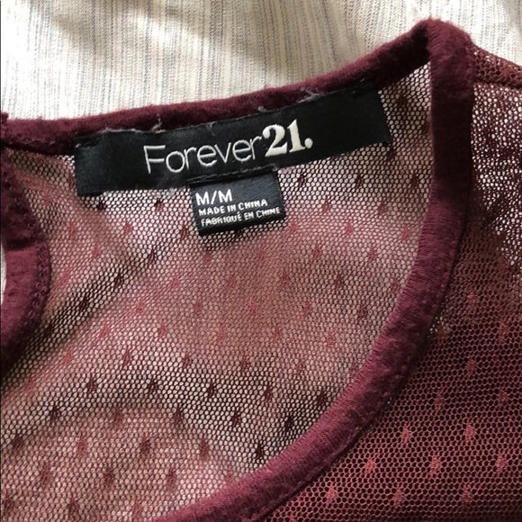 Maroon top with black beading and lace accents - Picture 3 of 4